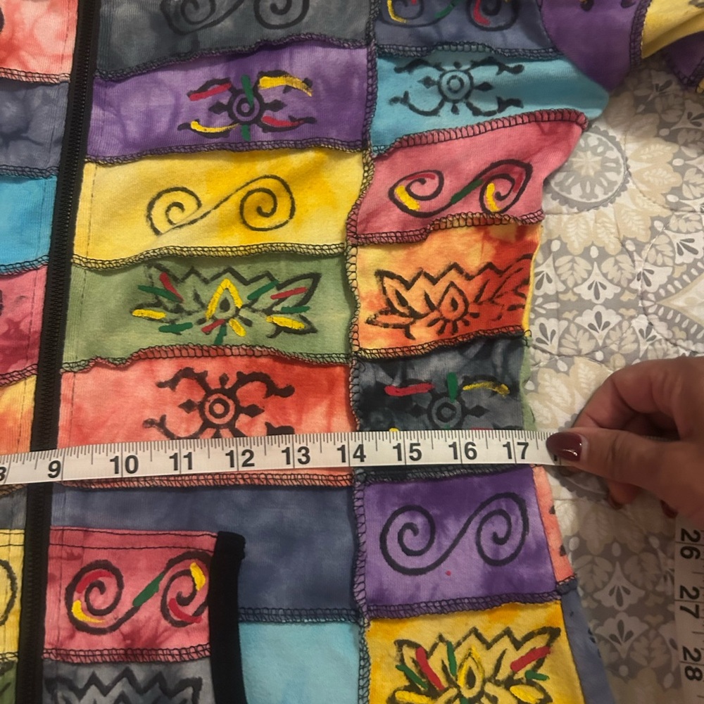 Multicolor Patchwork Boho Hippie Jacket, Hooded C… - image 7